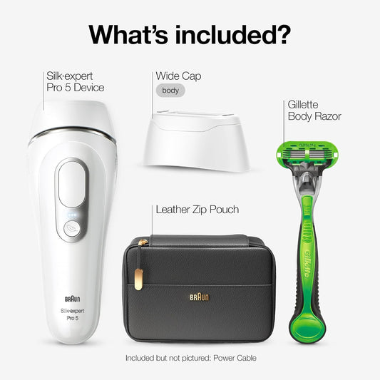 IPL at Home Laser Hair Removal Device for Men and Women, PL5145, with Gillette Razor, Pouch, and Wide Cap Head, Safe & Virtually Painless Alternative to Salon Hair Removal