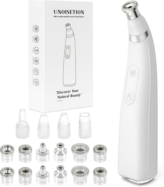 Diamond Microdermabrasion Machine, Cordless Handheld Dermabrasion Facial Machine with 12 Diamond Tips, Adjustable Suction Facial Skin Care Machine for Home & Travel Use