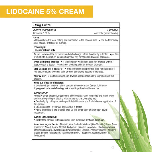 Puregen Labs 5% Lidocaine Numbing Cream - Maximum Strength