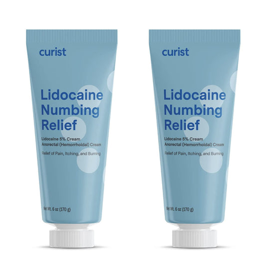 Curist 5% Lidocaine Cream Maximum Strength Topical Pain Relief OTC - 12 oz (Pack of 2)