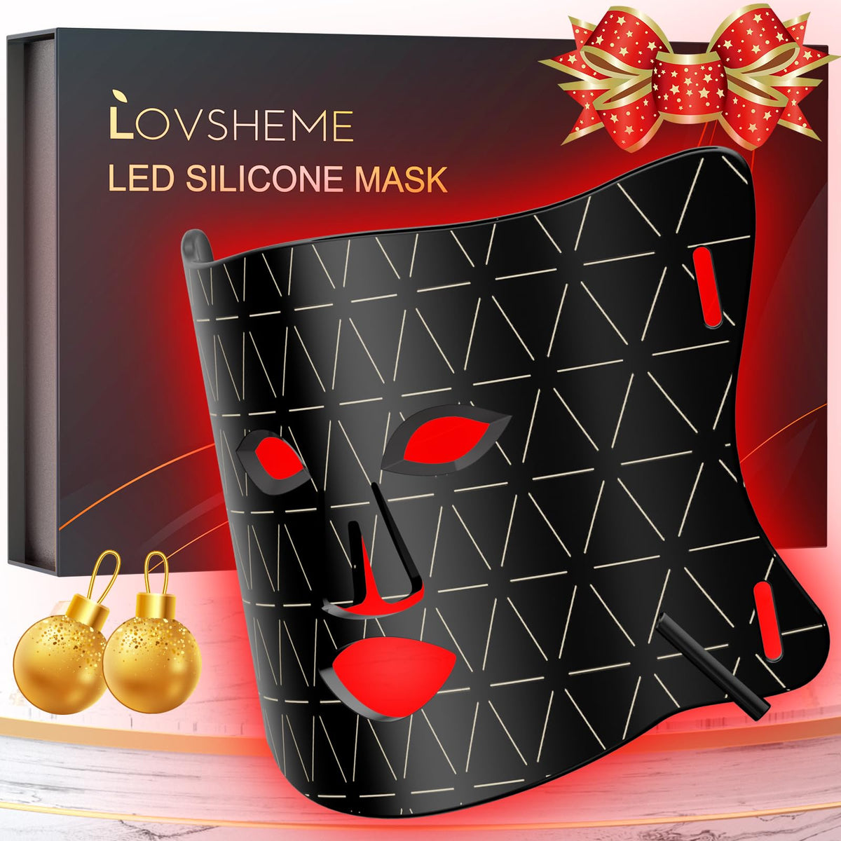 Lovsheme LED Face Mask. Light Therapy for Face Acne, Wrinkles &amp; Skin Rejuvenation.