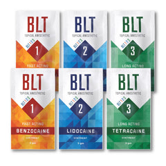 BLT Pain Numbing Creams - 4 Sets (Benzocaine, Lidocaine, Tetracaine), 12 Single-Use Sachets