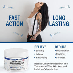 Nupharmisto Lidocaine Numbing Cream Maximum Strength: Long Lasting Painless Topical Numb - Extra Relief with Lidocaine Menthol Arnica and Emu Oil 2.1oz/ 60g