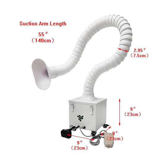 Small Smoke Purifier Mobile Welding Dust Purifier with 4.5Ft Suction Arm Pedal Type for Smoke Purification Treatment 12V